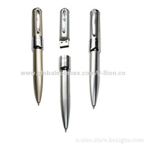 Hot Sale Metal USB Flash Disks for Free Gifts, Popular Pen-shaped Design